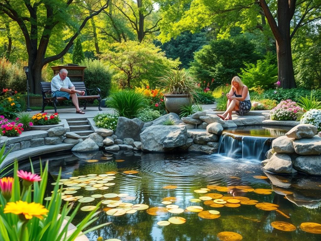 water feature in a garden